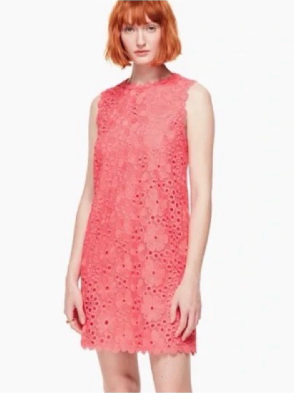Kate Spade Sleeveless Coral Lace Shift Dress